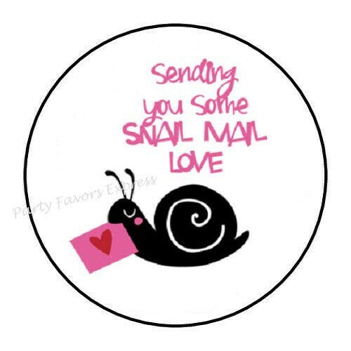 2cmØ 32-Stück! Aufkleber Sticker Briefumschlag-Siegel Post rund Sending You Snail Mail Love Sending You Snail Mail Liebe R764 von Perfect Sticker