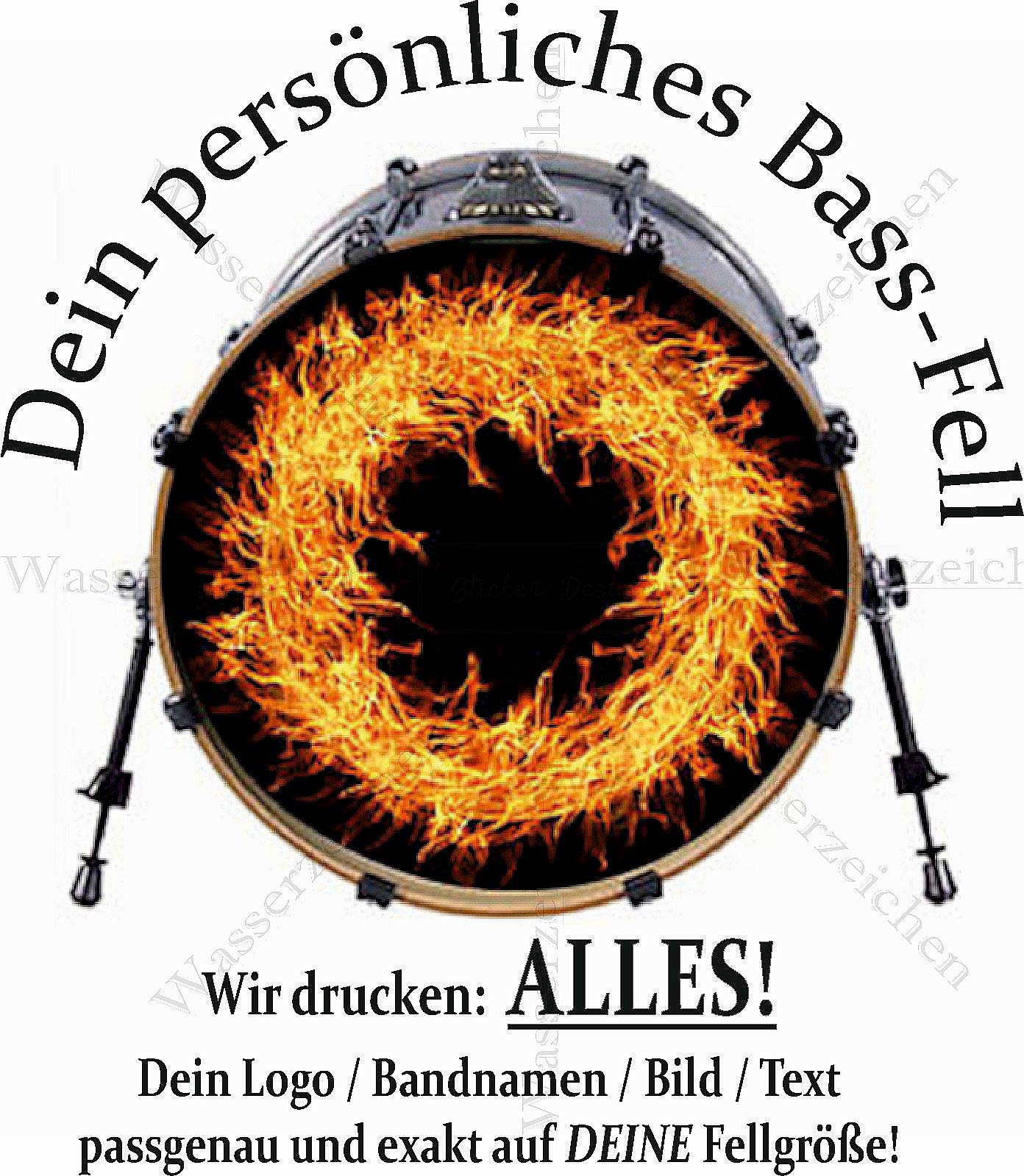 43cm 18” Zoll Aufkleber Klebe-Folie Sticker Bass-Drum-Resonance-Fell Kratzfest! Abwaschbar! Trommel Beschriftung Kleben Folieren persönlich eigenes Band-Motiv-Logo-Bild-Text-Schrift von Perfect Sticker