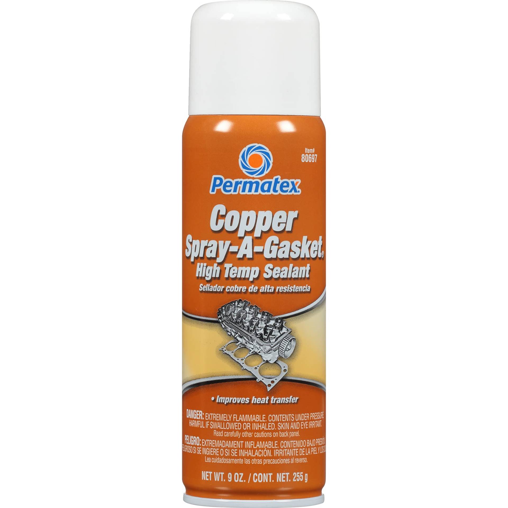 Permatex 80697 Copper Spray-A-Gasket High-Temp Sealant Fast-Drying, Metallic Copper Spray Adhesive 255g von Permatex