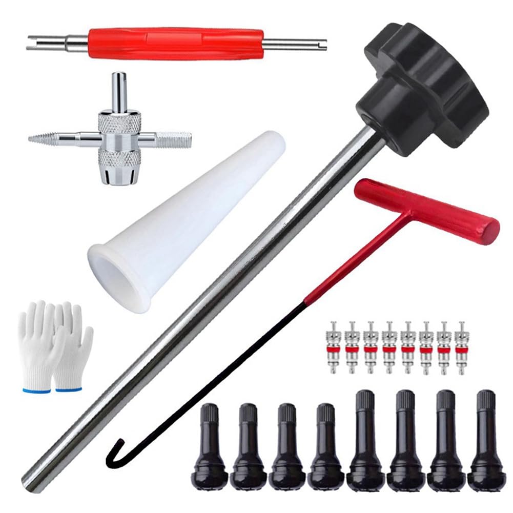 Pesderty 23-Teiliges Reifenventil-Abzieher-Set, Metall-Reifenreparatur-Werkzeug-Set, Metall-Autoabzieher, Radreifen-Entferner/Installateur A von Pesderty