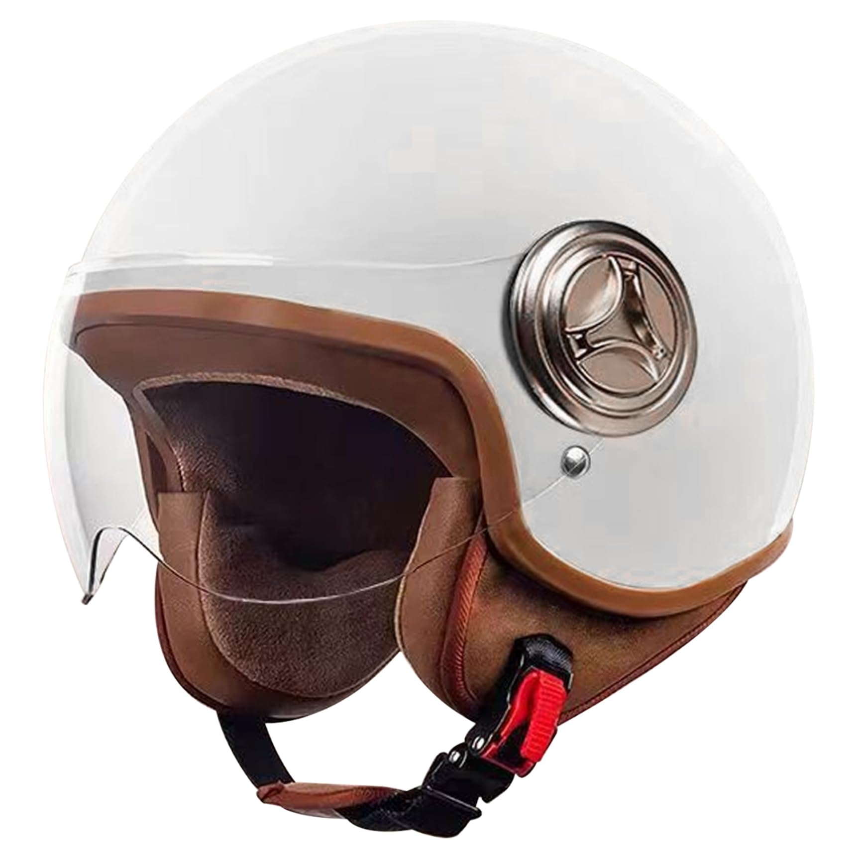 Halb Gesichtsmotorradhelme, schockdes 3/4 Moped Helm mit Polsterung, Sonnenschutzwinddicht Retro Motorradhelm mit Schutzbrillen für Männer und Frauen mit offenen Vorstellungen von Pesoncarl