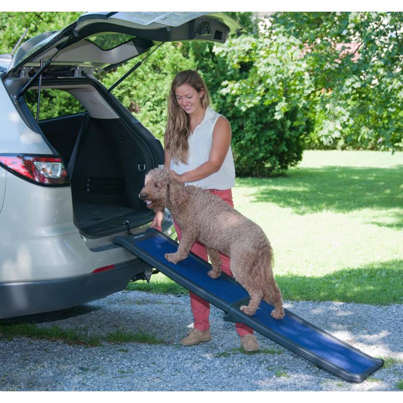 Pet Gear Travel Lite Rampen für Hunde und Katzen, kompakt, einfach zusammenklappbar, leicht und tragbar, integrierter Tragegriff, unterstützt 68-90 kg, Marineblau von Pet Gear