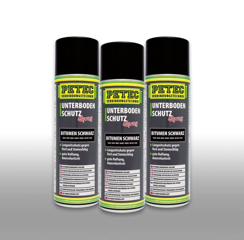 Petec_bundle 3X PETEC UNTERBODENSCHUTZ Bitumen Spray Steinschlagschutz SCHWARZ 500 ML 73150 von PETEC