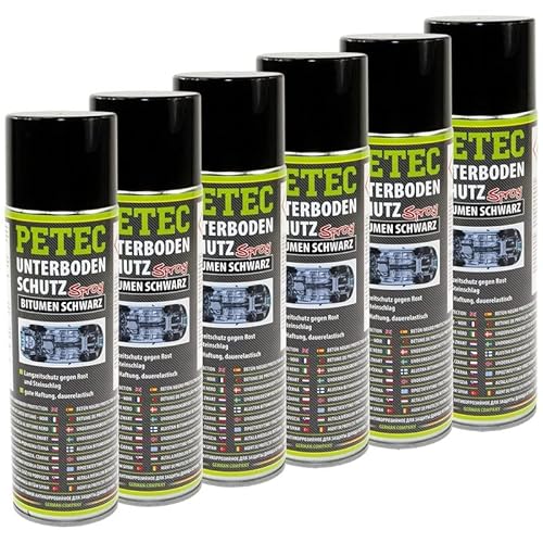 Petec_bundle 6X PETEC UNTERBODENSCHUTZ BITUMEN SPRAY Steinschlagschutz SCHWARZ 500 ML 73150 von Petec_bundle