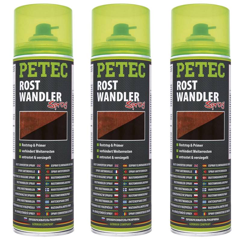 Petec_bundle 3X PETEC ROSTWANDLER Überlackierbar Rostschutz Spraydose 500 ML 70040 von Petec_bundle