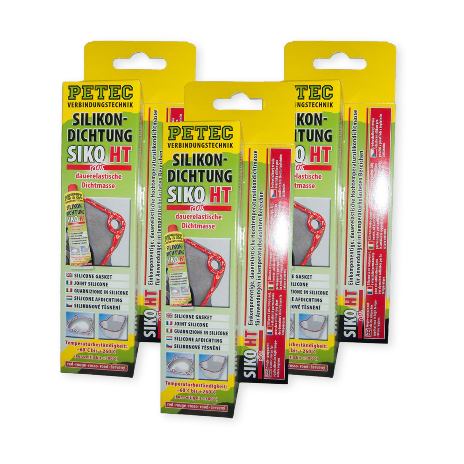 Petec_bundle 3X PETEC SILIKONDICHTUNG ROT Dichtmasse Dichtstoff Tube 70 ML SB-Karte 97880 von Petec_bundle