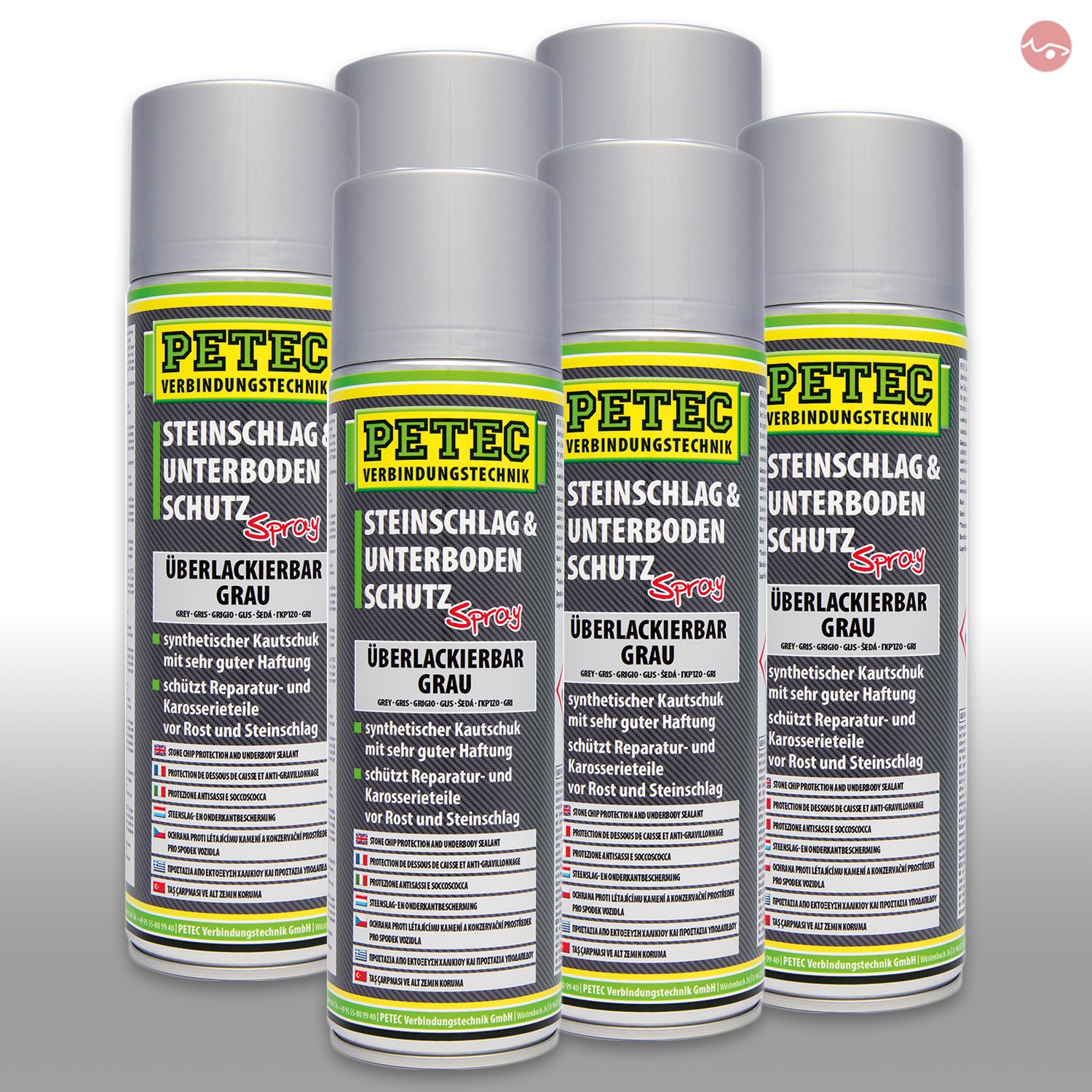 Petec_bundle 6X PETEC STEINSCHLAG und UNTERBODENSCHUTZ KAUTSCHUKBASIS GRAU 500 ML 73350 von PETEC