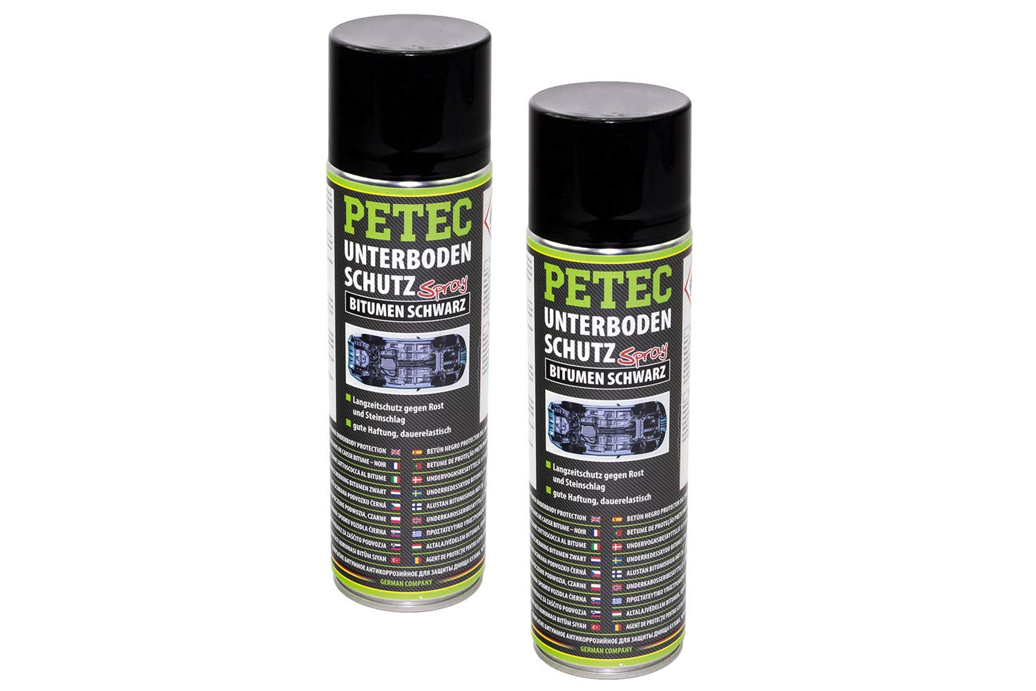 2x500ml PETEC Unterbodenschutz Schutz Bitumen Schwarz Spray Langzeitschutz 73150 von PETEC