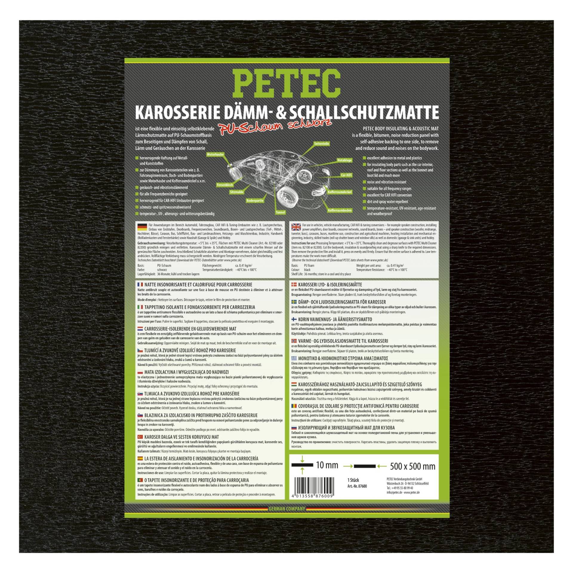 Petec SCHALL- UND ANTIDRÃ–HNMATTE PU-Schaum 500 87600 von PETEC