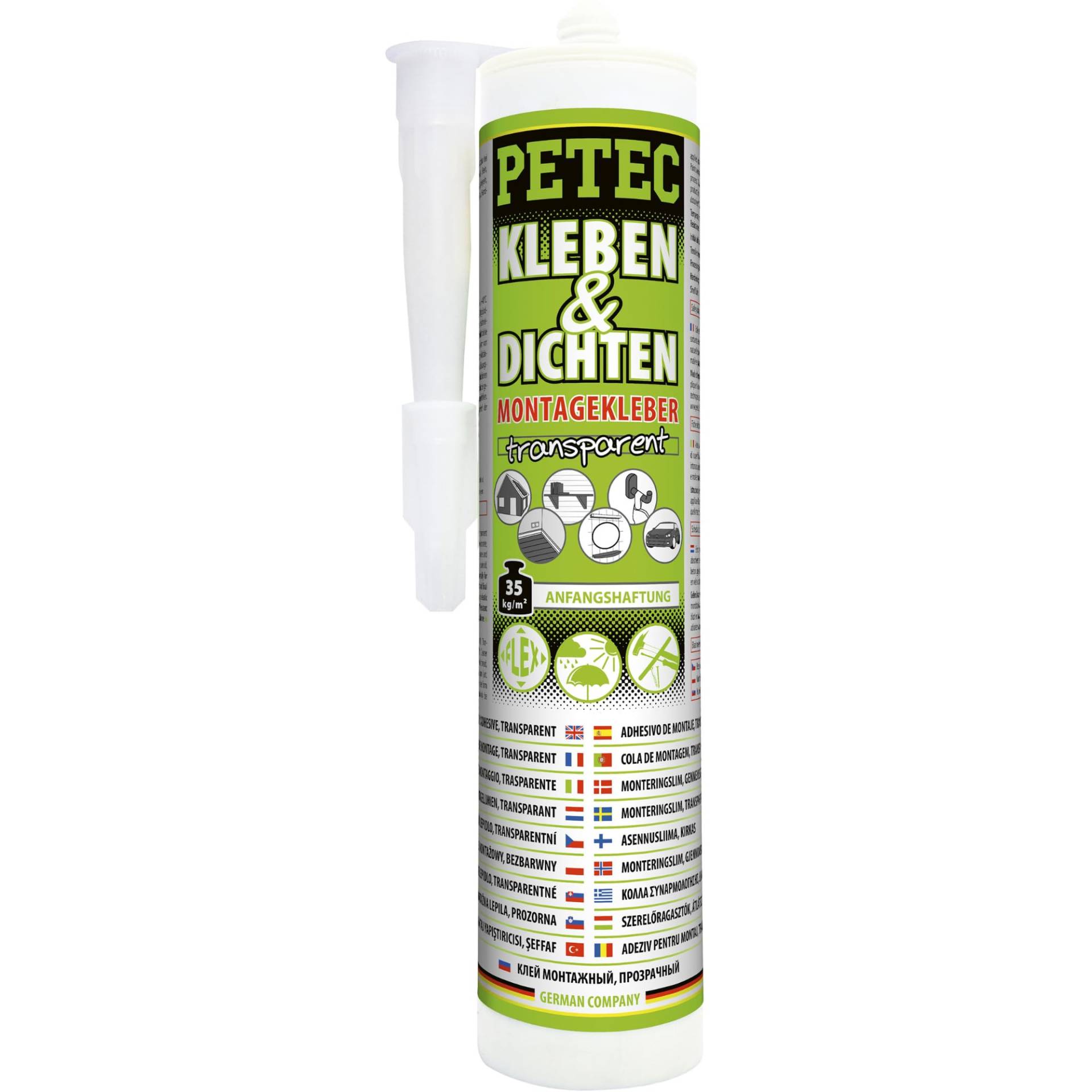 PETEC Kleber Montagekleber Außen & Innen transparent Universalkleber extra stark Kleben & Dichten. Baukleber Dichtmasse für saugende und nichtsaugende Klebeflächen 94929 von PETEC