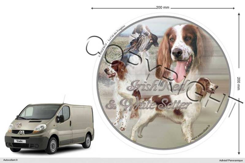 Circular Aufkleber Hund 20 cm Irish Red and White Setter von Pets-easy