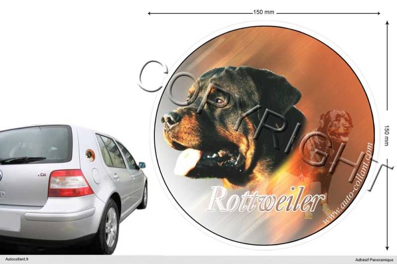 Pets-easy Circular Aufkleber Hund 15 cm Rottweiler von Pets-easy