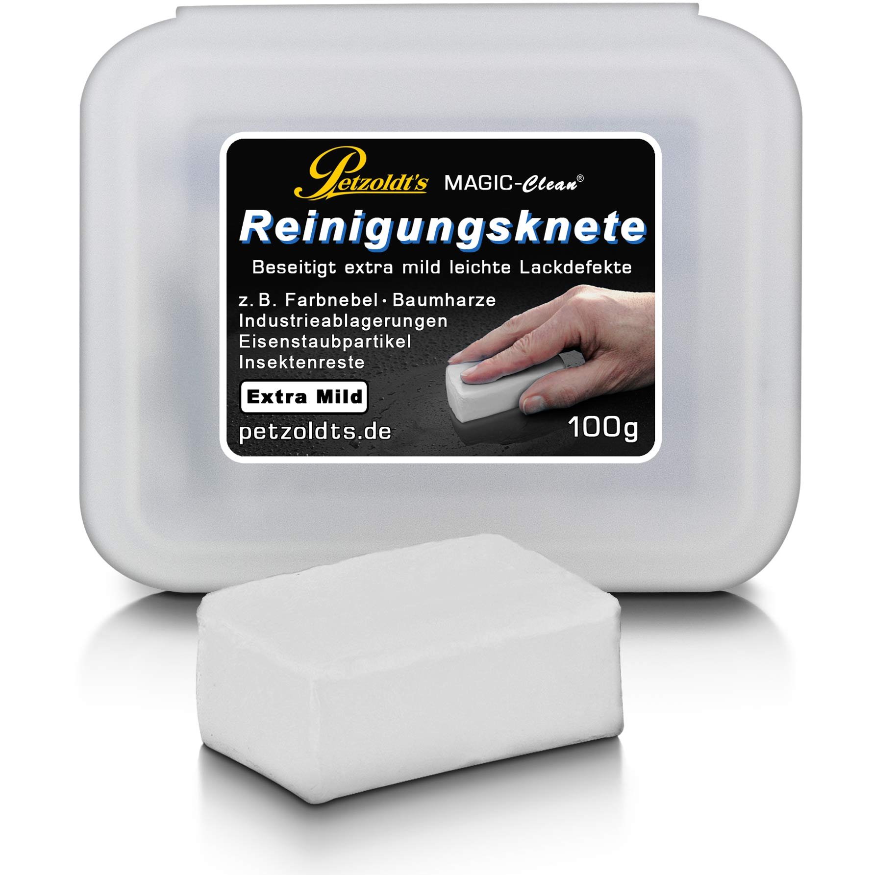 Petzoldts weiße Profi-Reinigungsknete Magic-Clean, extra mild bei der Lackreinigung von Petzoldt's