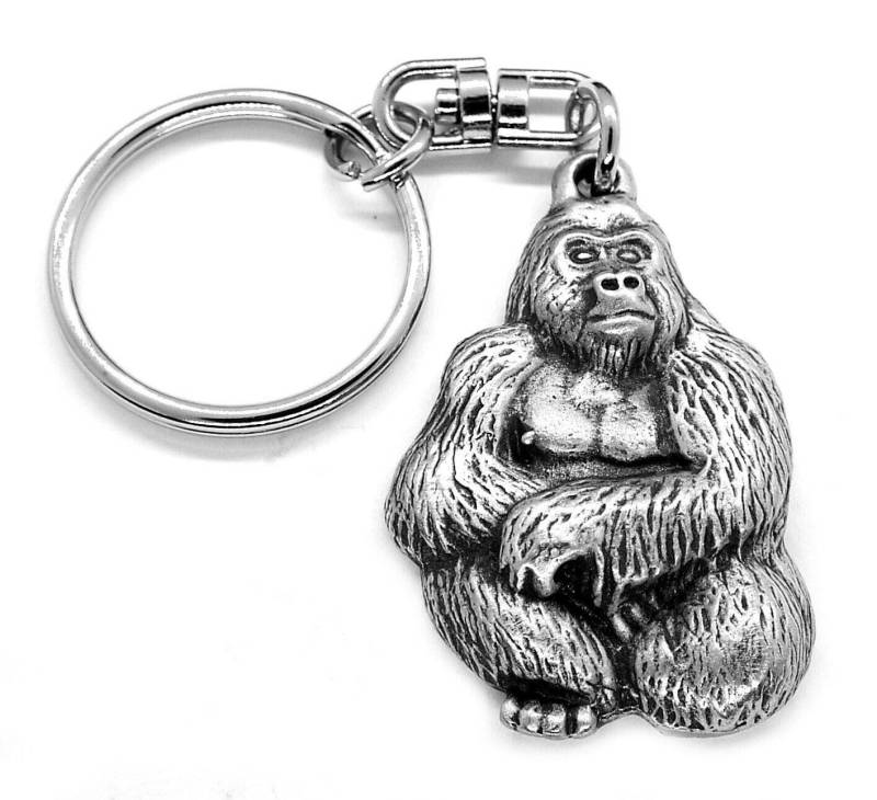 Gorilla Schlüsselanhänger aus feinem Zinn, mit Geschenkbeutel von Pewter Keychains