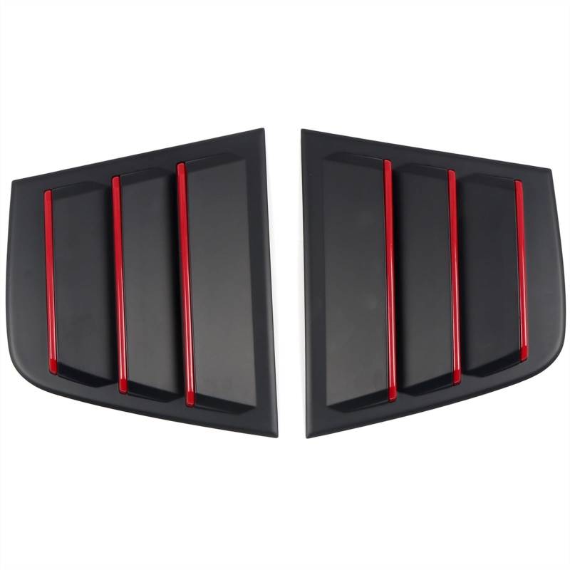 Pexorin 2 Stück Auto-Rückseite Fensterlamellen Fensterläden Jalousien Trim Air Vent Scoop Shades Abdeckung, for Dodge, for Charger 2011-2021 Rollo für Heckscheibe(Black with Red) von Pexorin