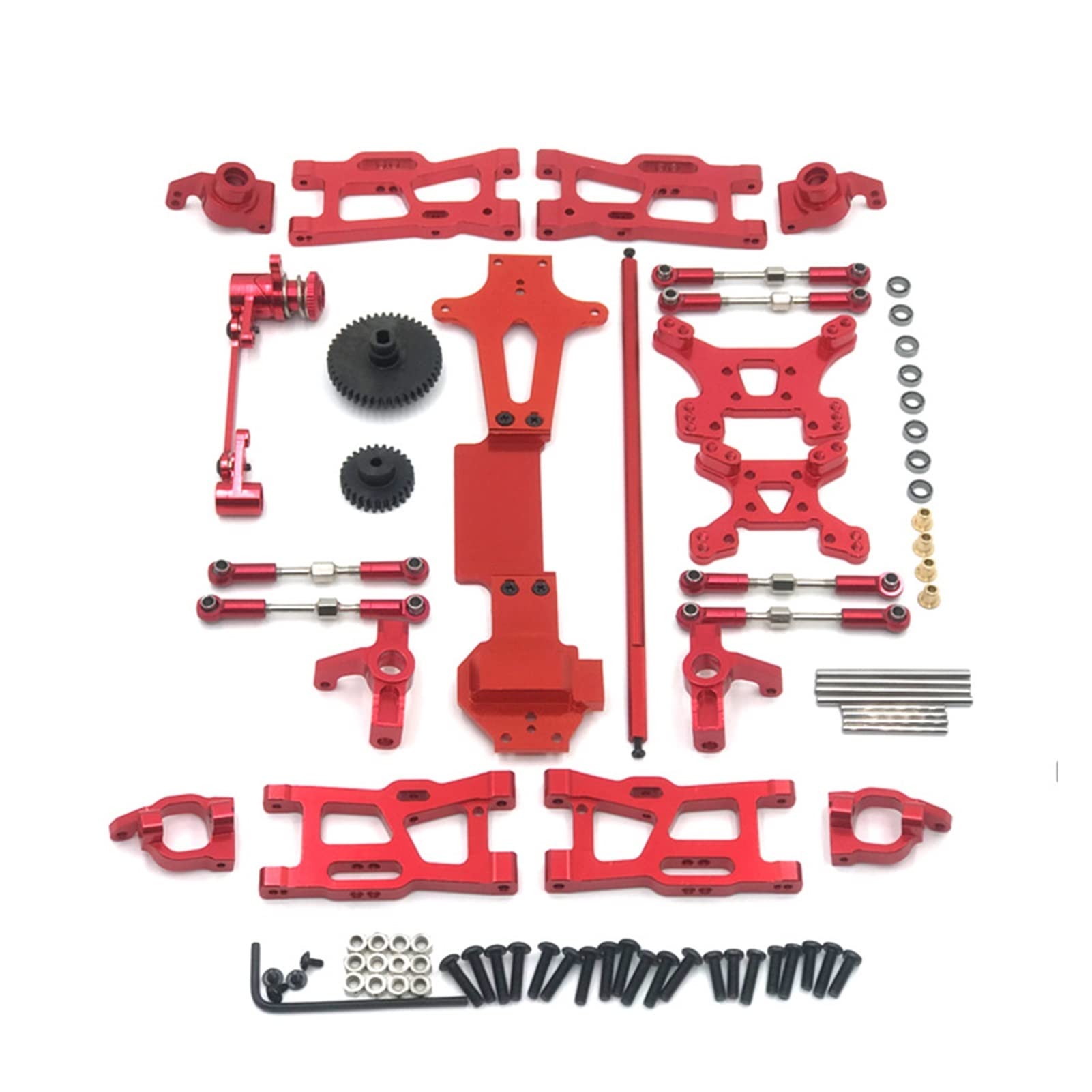 Pexorin 24 PC Full Upgrade Ersatzteile Metall C, for Sitz, Lenkschalenschwinge, zentrale Antriebswelle, for WLtoys, 1:14 144001 RC Car Ferngesteuerter Auto-Stoßdämpfer(Red) von Pexorin