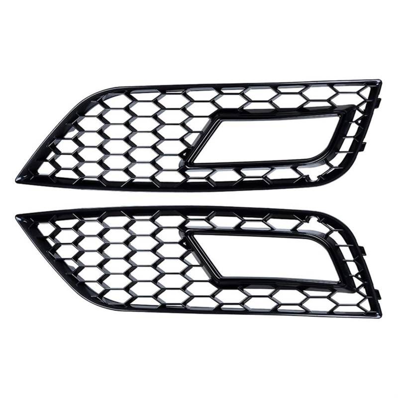 Pexorin 2X RS4 Style Frontstoßstange Unterer Kühlergrill Nebelscheinwerfergrill 2013-2016, for A4 B8.5 (Schwarzer Kühlergrill + Abdeckung) Austausch der Nebelscheinwerfergitterabdeckung von Pexorin