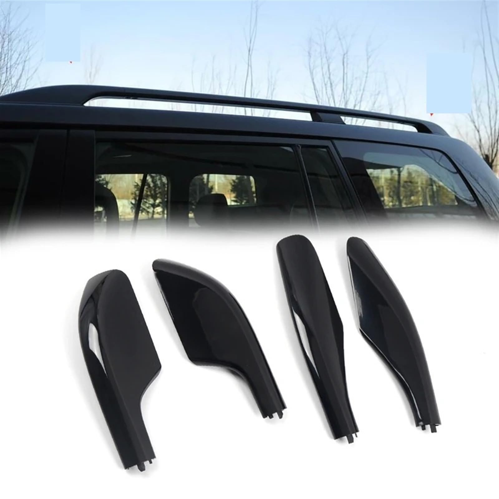 Pexorin 4PCS Schwarz Auto Dachträger Schiene Endabdeckung Schalenkappe Ersatz, for Toyota, for Land Cruiser LC100 1998-2007 Dachträgerschale von Pexorin