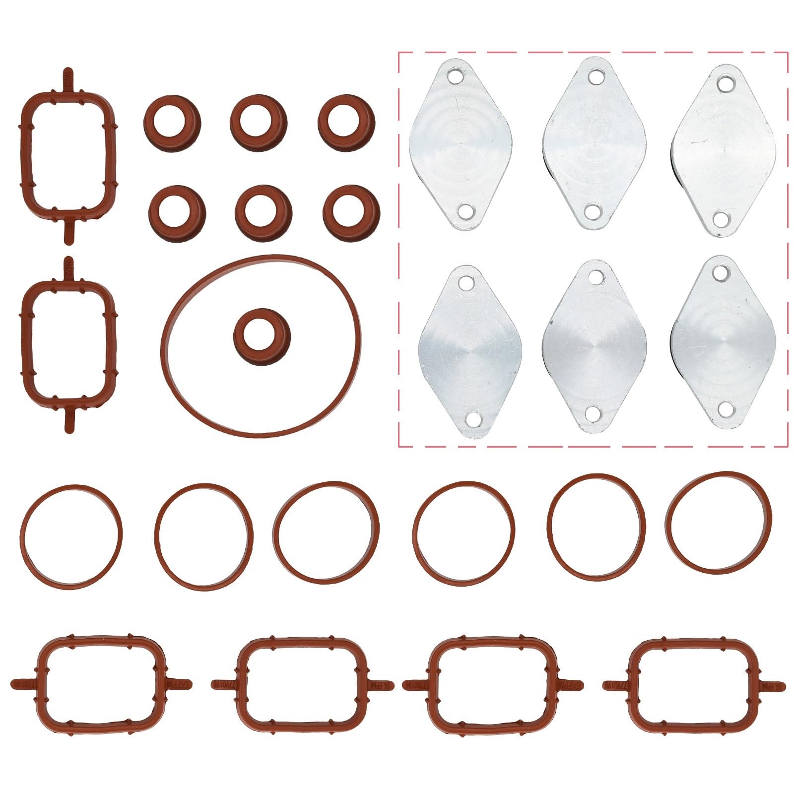 Pexorin 6X 32 MM, for BMW, M47 M57 Drallklappen Reparatur Löschen Dichtungssatz Mit Ansaugdichtungen 11612246949 11617790198 11612245439 11612246945 Ansaugkrümmer-Dichtungssatz(26Pc) von Pexorin