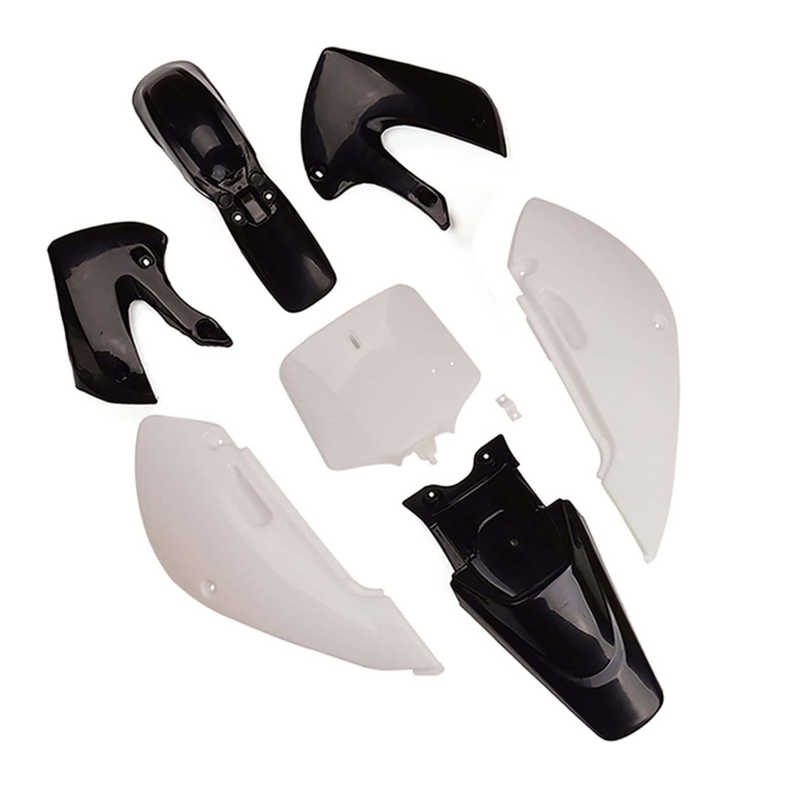 Pexorin 7-teiliges Set Motorradteile Dirt Bike Verkleidung Kotflügel Nummernschild Kit KLX 110 KX65 DRZ110 RM65 2000-2009 Motorrad-Radabdeckungs-Kotflügel(Black White) von Pexorin