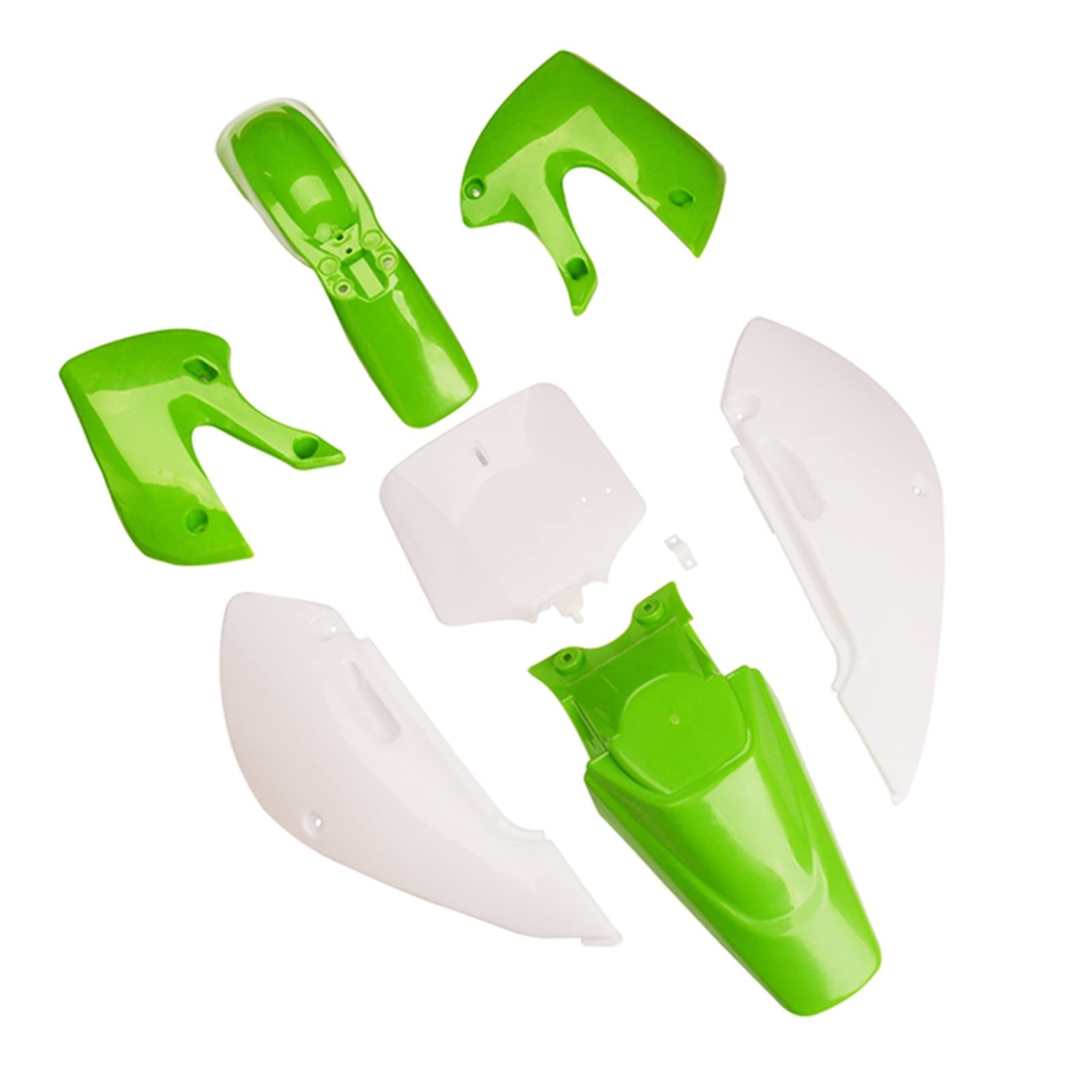 Pexorin 7-teiliges Set Motorradteile Dirt Bike Verkleidung Kotflügel Nummernschild Kit KLX 110 KX65 DRZ110 RM65 2000-2009 Motorrad-Radabdeckungs-Kotflügel(Green White) von Pexorin