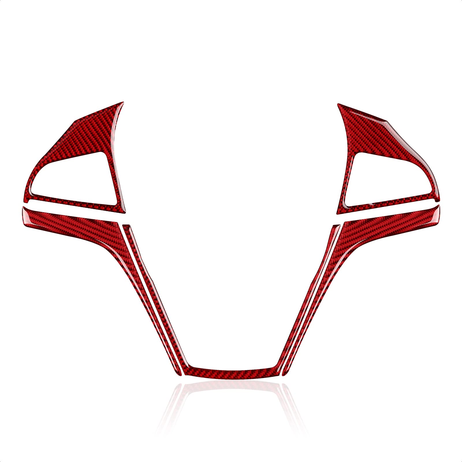 Pexorin Auto-Lenkrad-Aufkleber, Karbonfaser-Innenverkleidung, for Chevrolet, for Camaro 2010 2011 2012 2013 2014 2015, Zubehör Aufkleber für Lenkradrahmen(Red) von Pexorin