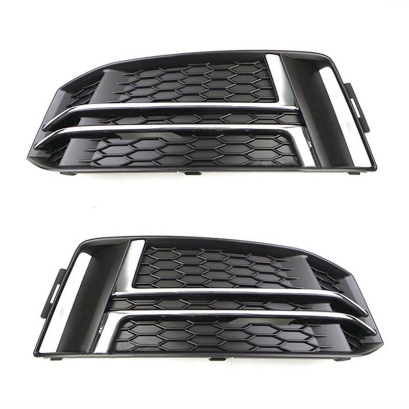 Pexorin Auto Vorne Links Rechts Stoßstange Nebel Lampe Waben Unteren Mesh Grille, for Audi, for A4 B9 2017 2018 2019 8W0807681F 8W0807682F Austausch der Nebelscheinwerfergitterabdeckung von Pexorin