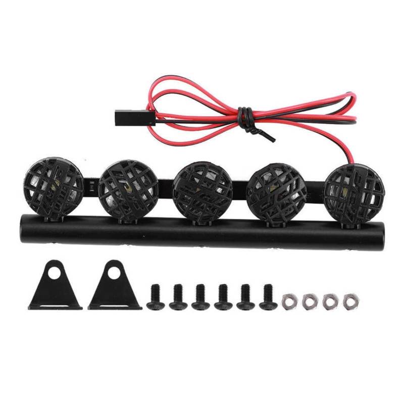 Pexorin Dachlampe DIY Gepäckträger Lampe Scheinwerfer Zubehör TRX4 /SCX10 1/10 RC Auto Crawler Auto Ersatzteile Gepäckträger Spielzeugauto-Abenteuer-Dachträger(5) von Pexorin