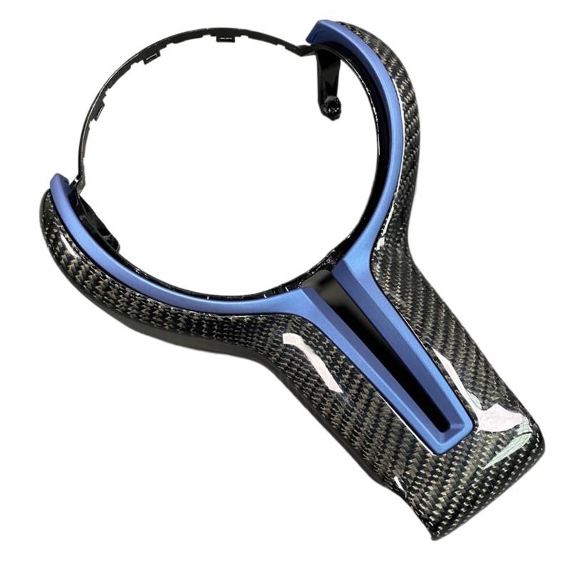 Pexorin Ersetzte Lenkradverkleidung aus Kohlefaser, for, M2 F87 M3 F80 M4 F82 M5 F10 M6 F06 X5M X6M M-Sport F30 Aufkleber für Lenkradrahmen(Style 7 Blue) von Pexorin