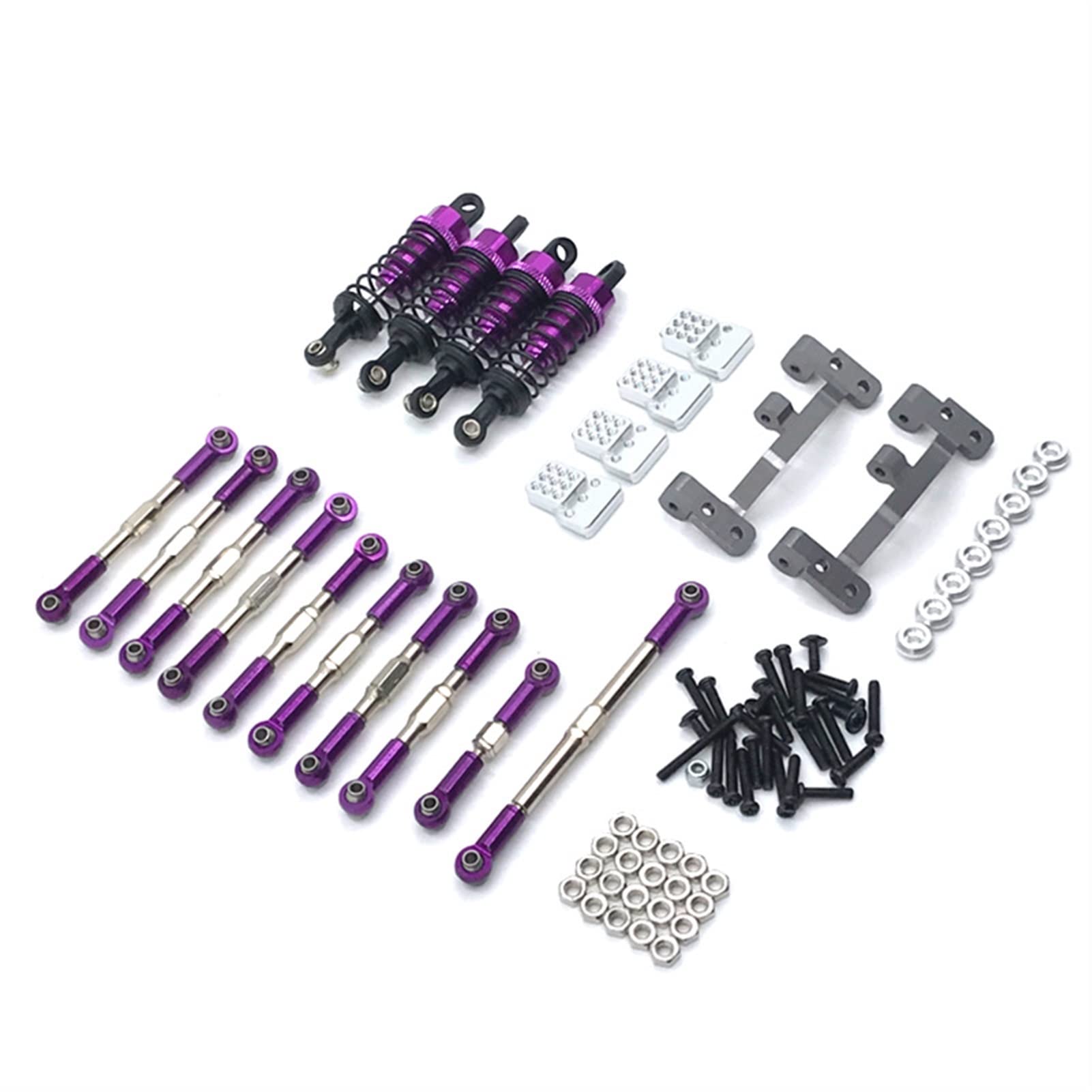 Pexorin Fernbedienung Auto Metall Lenkung Link Installation, for Sitz, Stoßdämpfung Kit Upgrade Zubehör Ersatzteile WPL C14 C24 Ferngesteuerter Auto-Stoßdämpfer(Purple) von Pexorin