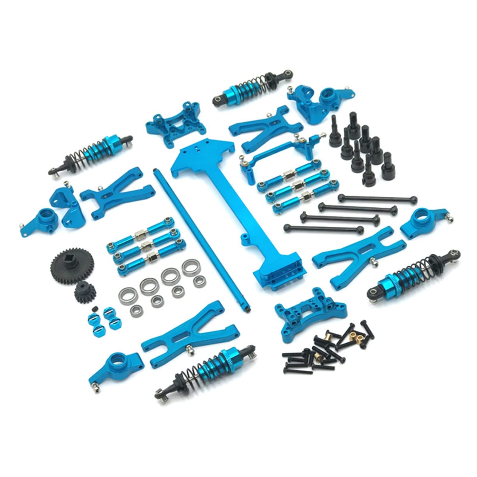 Pexorin Fernbedienung Auto Metall Upgrade Modifizierte Teile, for WLtoys, 1/18 A959 A949 A969 A979 K929 Ferngesteuerter Auto-Stoßdämpfer(Blue) von Pexorin