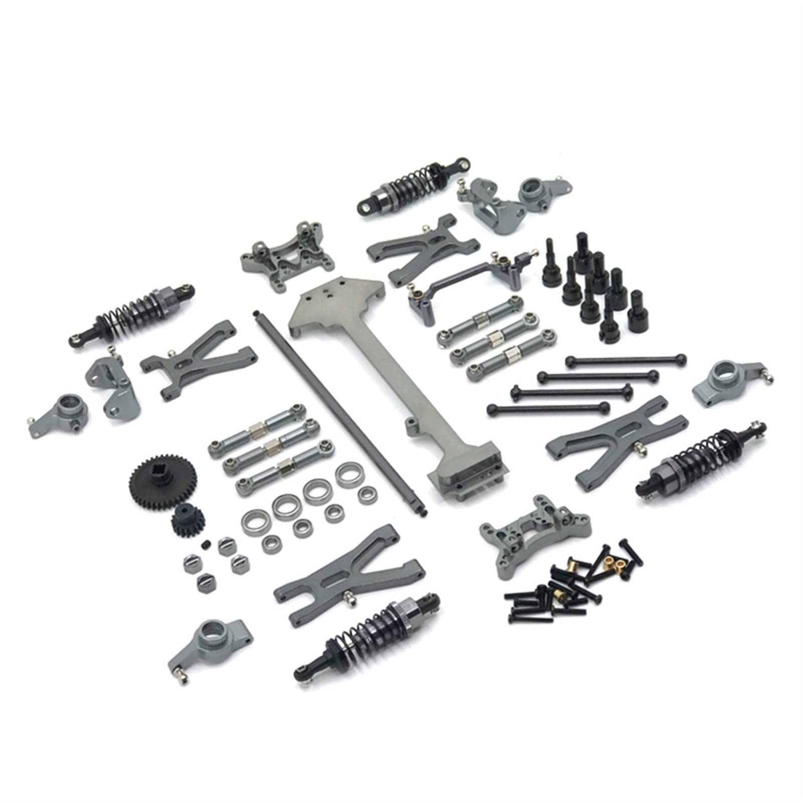 Pexorin Fernbedienung Auto Metall Upgrade Modifizierte Teile, for WLtoys, 1/18 A959 A949 A969 A979 K929 Ferngesteuerter Auto-Stoßdämpfer(Dark Grey) von Pexorin