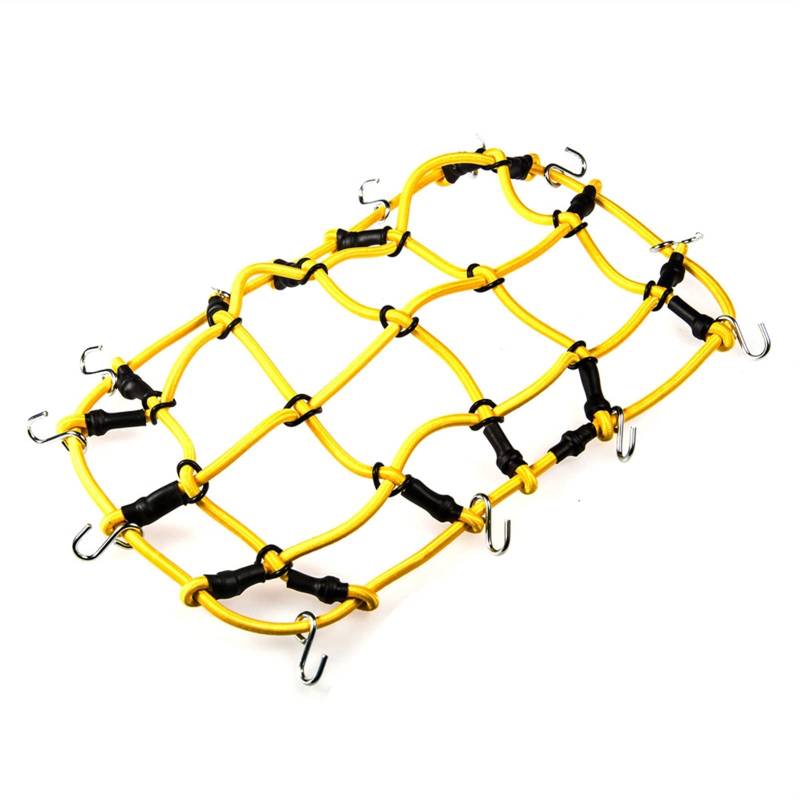 Pexorin Gepäcknetz Elastisches Gepäckdachträgernetz 1:10, for Axial, SCX10 D90 TRX4 CC01 RC Kletterauto mit Haken Spielzeugauto-Abenteuer-Dachträger(Yellow) von Pexorin