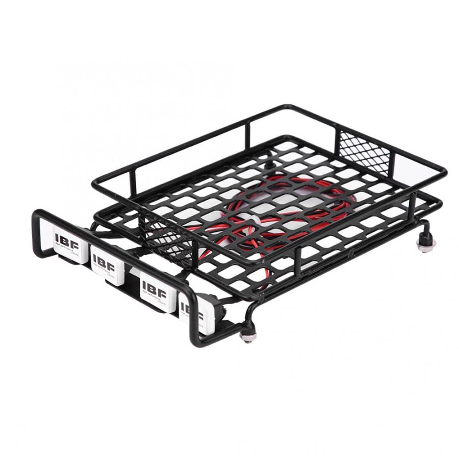 Pexorin Großer, mittlerer und Kleiner Dachgepäckträger mit runden/quadratischen Lichtern, for Axial, SCX10 1/10 RC Crawler Car Spielzeugauto-Abenteuer-Dachträger(Large Quadrate 1) von Pexorin