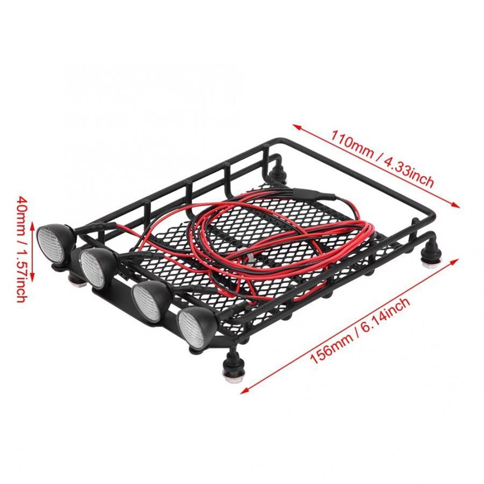 Pexorin Großer, mittlerer und Kleiner Dachgepäckträger mit runden/quadratischen Lichtern, for Axial, SCX10 1/10 RC Crawler Car Spielzeugauto-Abenteuer-Dachträger(Small Round 3) von Pexorin