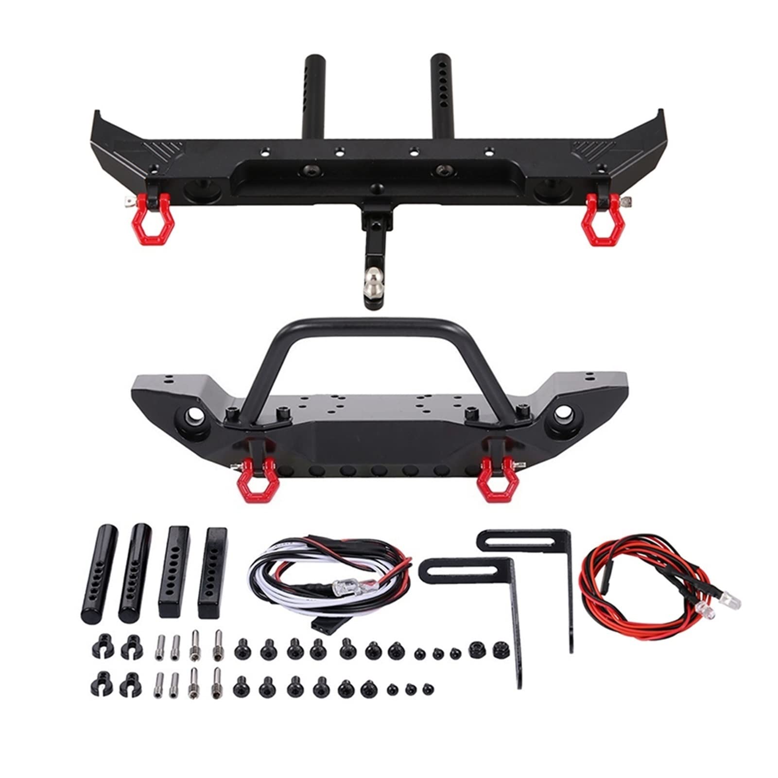 Pexorin Metall-Front- und Heckstoßstange mit Lichtern, for 1/10 RC Crawler Car Axial SCX10 III AXI03007 Stoßstangenteile für Spielzeugfahrzeuge von Pexorin