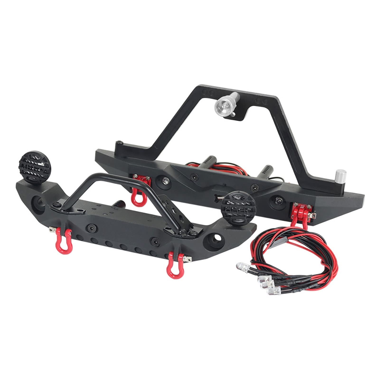 Pexorin Metall Stinger Vorne Hinten Stoßstange Mit Lichter Winde Basis, for 1/10 RC Crawler Axial SCX10 90046 SCX10 III TRX-4 D90 Redcat Gen8 Stoßstangenteile für Spielzeugfahrzeuge(Front and Rear) von Pexorin