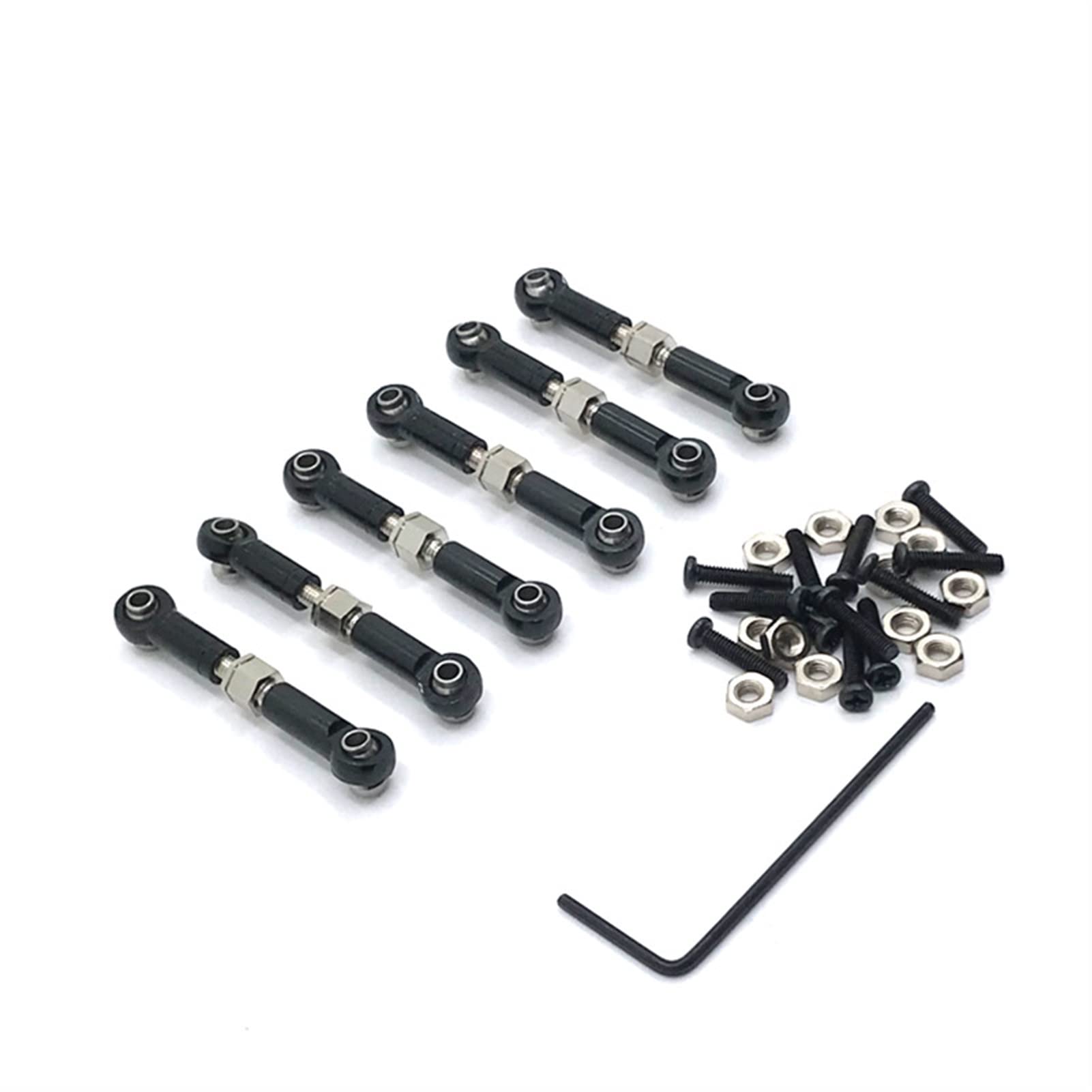 Pexorin Metall-Upgrade-Teile, verstellbare Spurstangen-Modifikationsteile, Mehrfarbig, optional, for WLtoys, 1/18 A949 A959 A969 A979 K929 RC-Auto Ferngesteuerter Auto-Stoßdämpfer(Black) von Pexorin