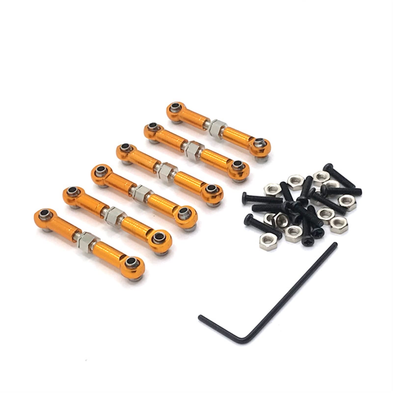 Pexorin Metall-Upgrade-Teile, verstellbare Spurstangen-Modifikationsteile, Mehrfarbig, optional, for WLtoys, 1/18 A949 A959 A969 A979 K929 RC-Auto Ferngesteuerter Auto-Stoßdämpfer(Gold) von Pexorin