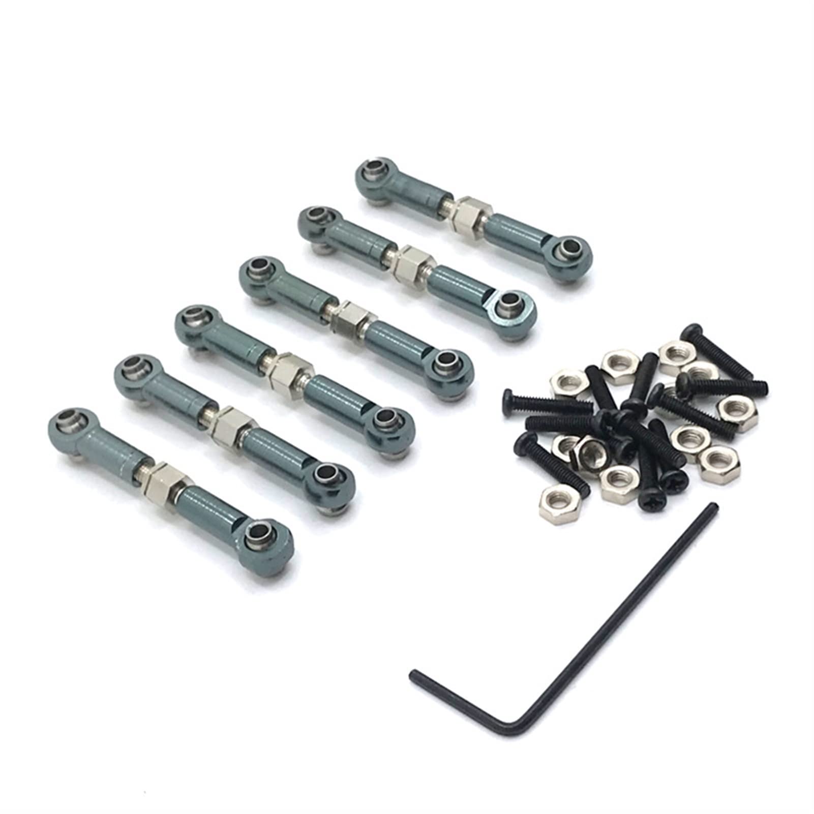 Pexorin Metall-Upgrade-Teile, verstellbare Spurstangen-Modifikationsteile, Mehrfarbig, optional, for WLtoys, 1/18 A949 A959 A969 A979 K929 RC-Auto Ferngesteuerter Auto-Stoßdämpfer(Grey) von Pexorin