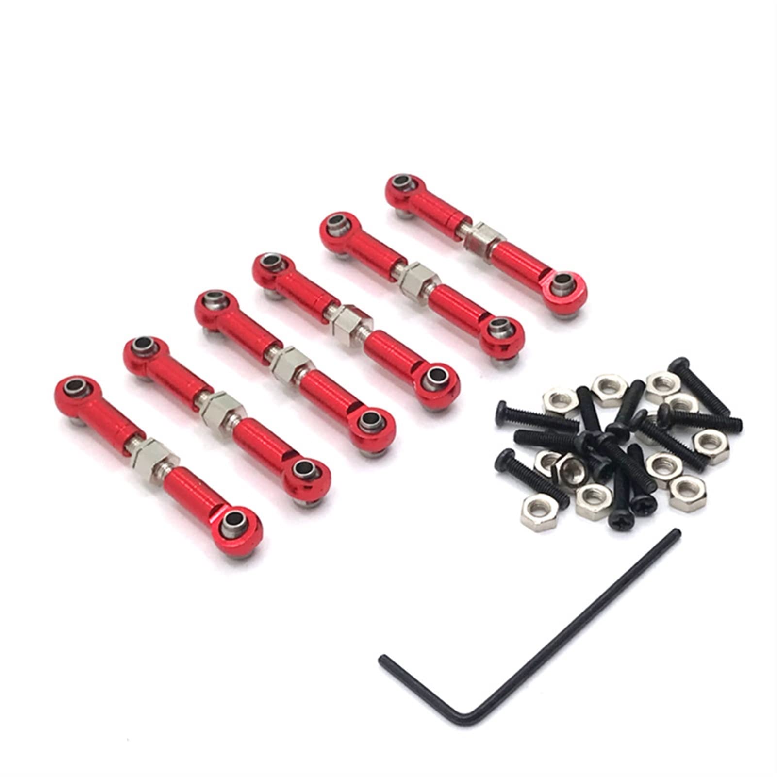 Pexorin Metall-Upgrade-Teile, verstellbare Spurstangen-Modifikationsteile, Mehrfarbig, optional, for WLtoys, 1/18 A949 A959 A969 A979 K929 RC-Auto Ferngesteuerter Auto-Stoßdämpfer(Red) von Pexorin