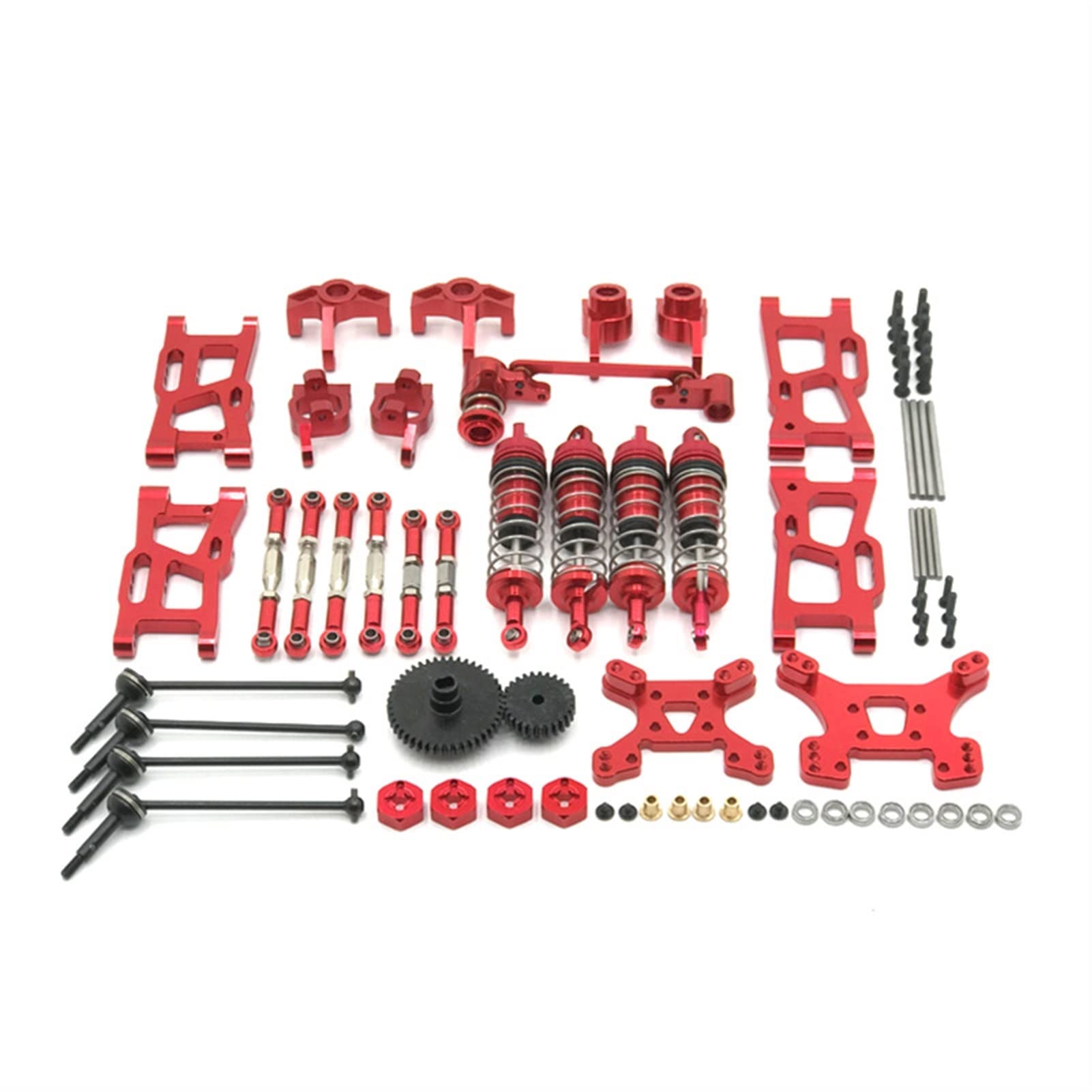 Pexorin Metall-Upgrade-Teile mit Stoßdämpfer-Adapter-Set, RC-Autoteile, for WLtoys, 124017 124019 144001 Ferngesteuerter Auto-Stoßdämpfer(Red) von Pexorin