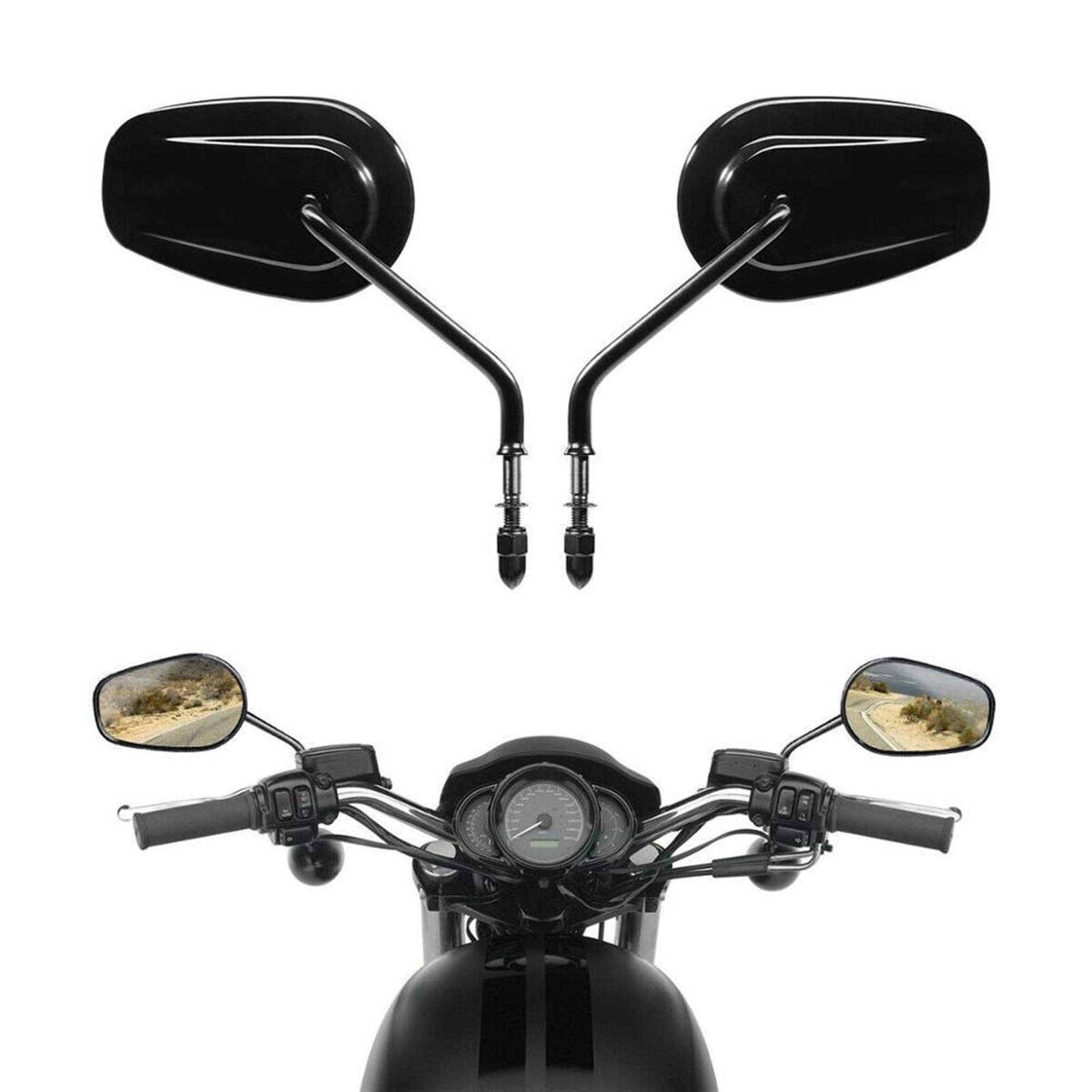 Pexorin Motorrad-Rückspiegel, 8 mm, for Harley, Road King Fatboy Touring XL 883 Motorrad-Rückspiegel(Black) von Pexorin