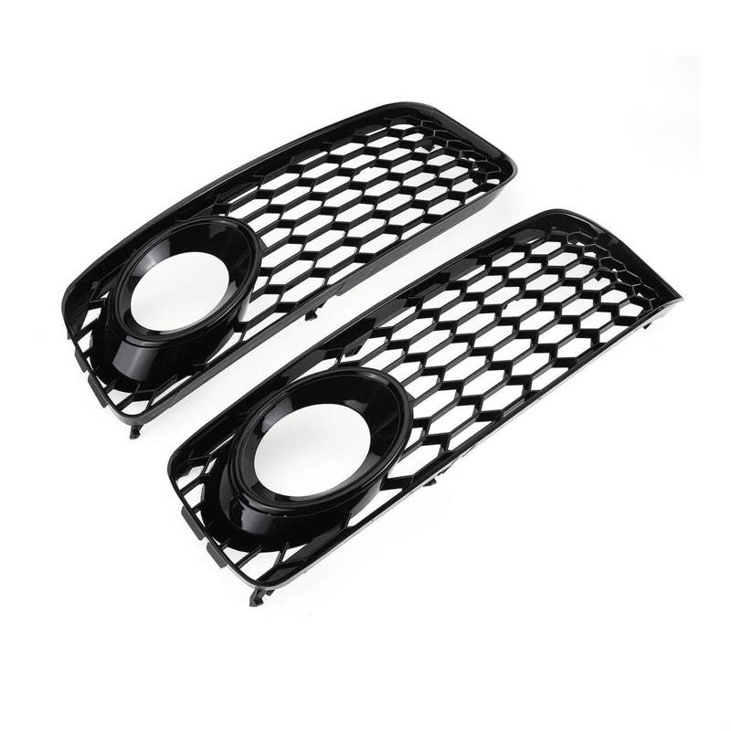 Pexorin Schwarz/Chrom Silber 1 Paar Auto Nebelscheinwerfer Lampenabdeckung Honeycomb Mesh Hex Frontgrill Grill, for Audi, forA5 for S-Line/S5 B8 RS5 2008-2012 Austausch der Nebelscheinwerfergitterabde von Pexorin