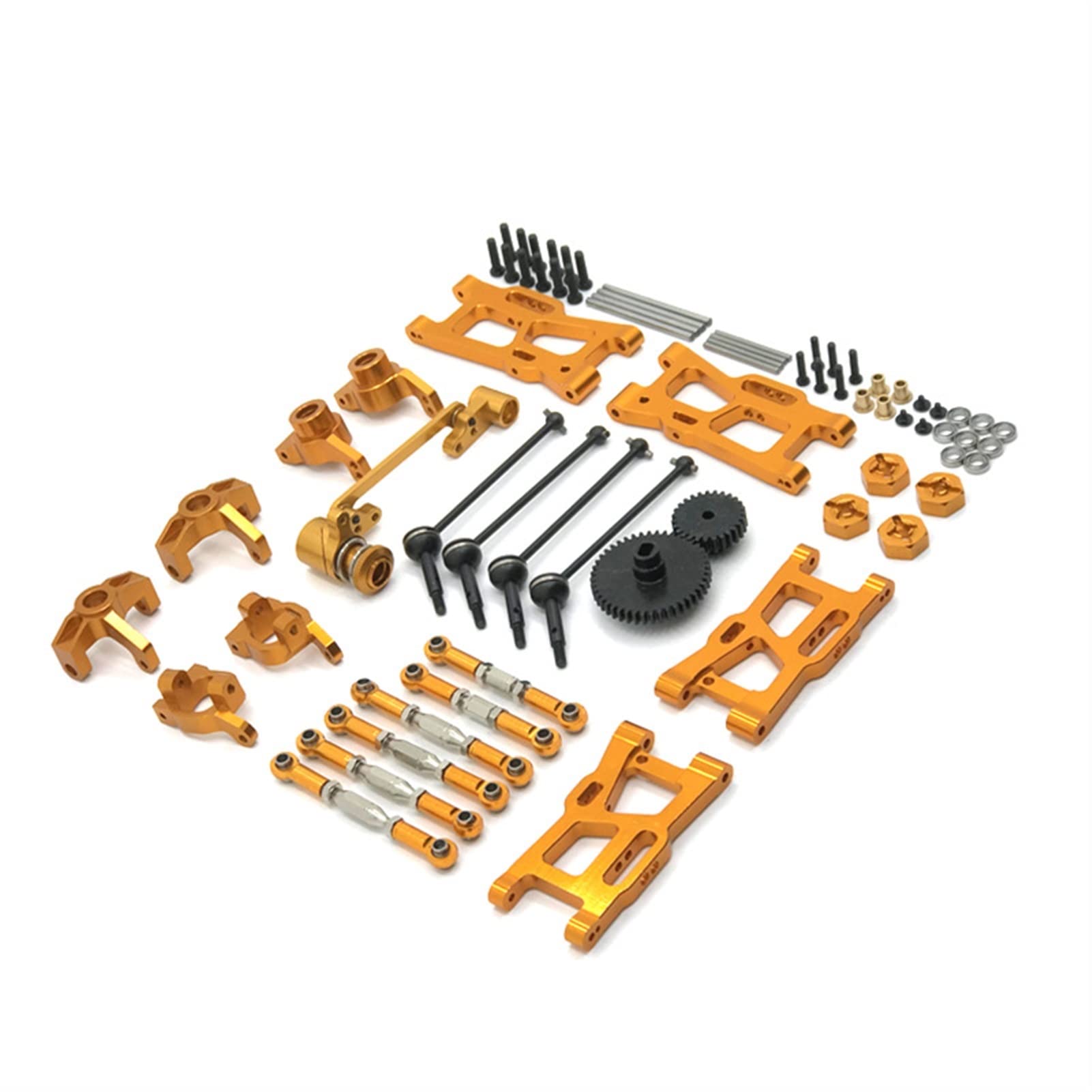 Pexorin Verbessertes Metallteile-Set RC-Autoteile, for WLtoys, 144001 124019 124018 124017 124016 Ferngesteuerter Auto-Stoßdämpfer(Gold) von Pexorin