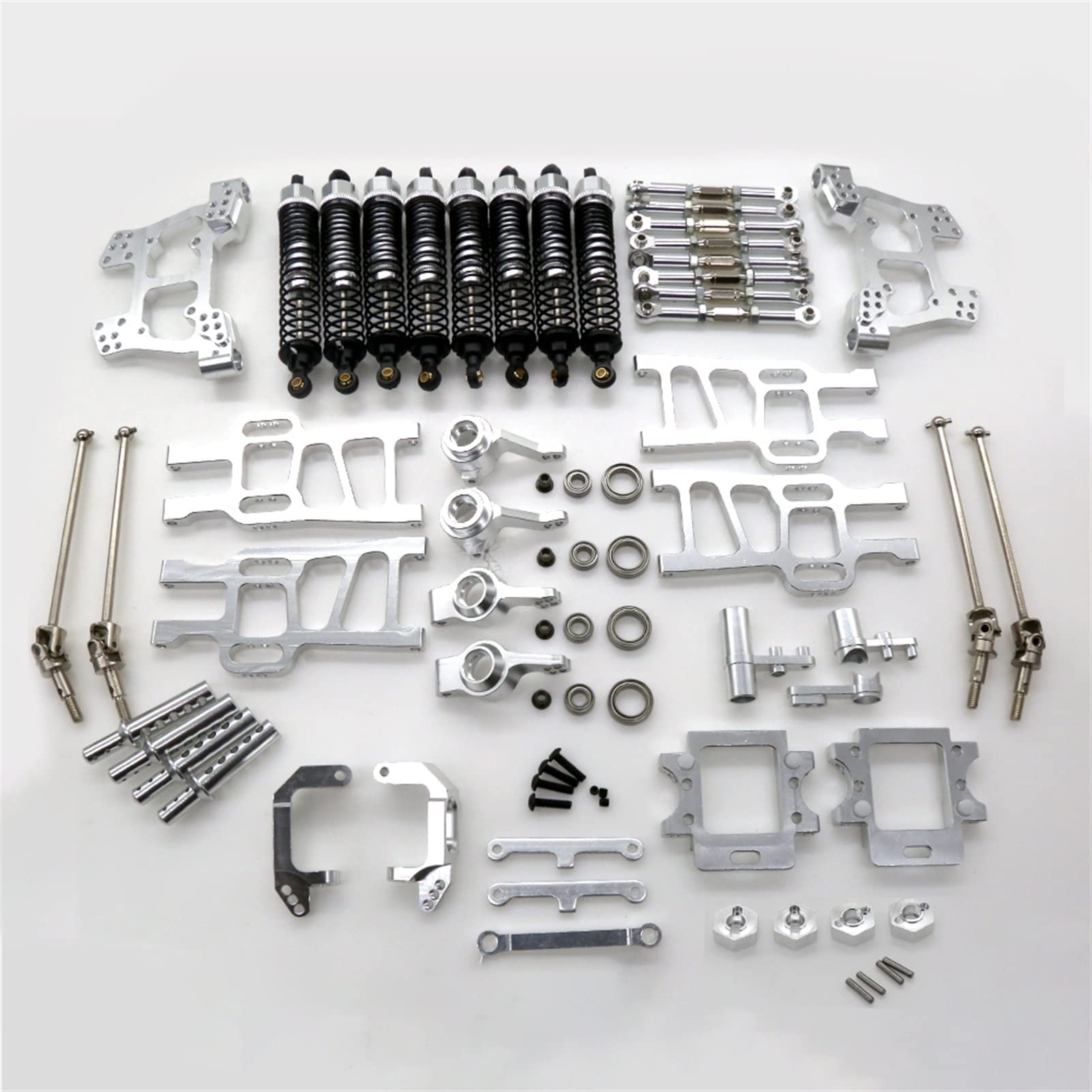 Pexorin Vollständiger Satz Upgrade-Teile HSP RC 1:10 94111 94108 94110 Raupenauto, for Monster, Ferngesteuerter Auto-Stoßdämpfer(1set Silver) von Pexorin