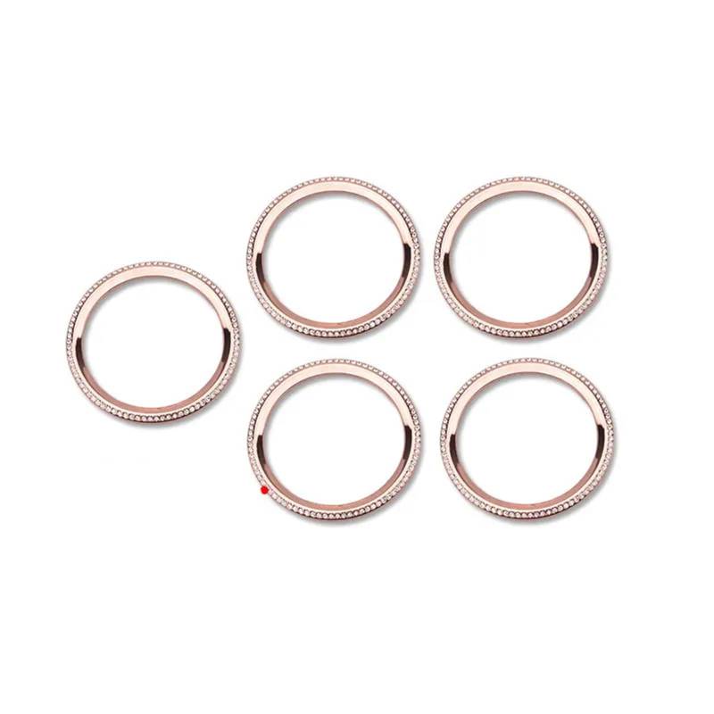 Pexorin for AB GLA CLA GLB Klasse W177 W247 X247 C118 H247 Klimaanlage Outlet Vent Kristall Trim Ring Diamant Aufkleber Dekorative Abdeckung für AC-Entlüftung(Front Rose Gold 5pcs) von Pexorin