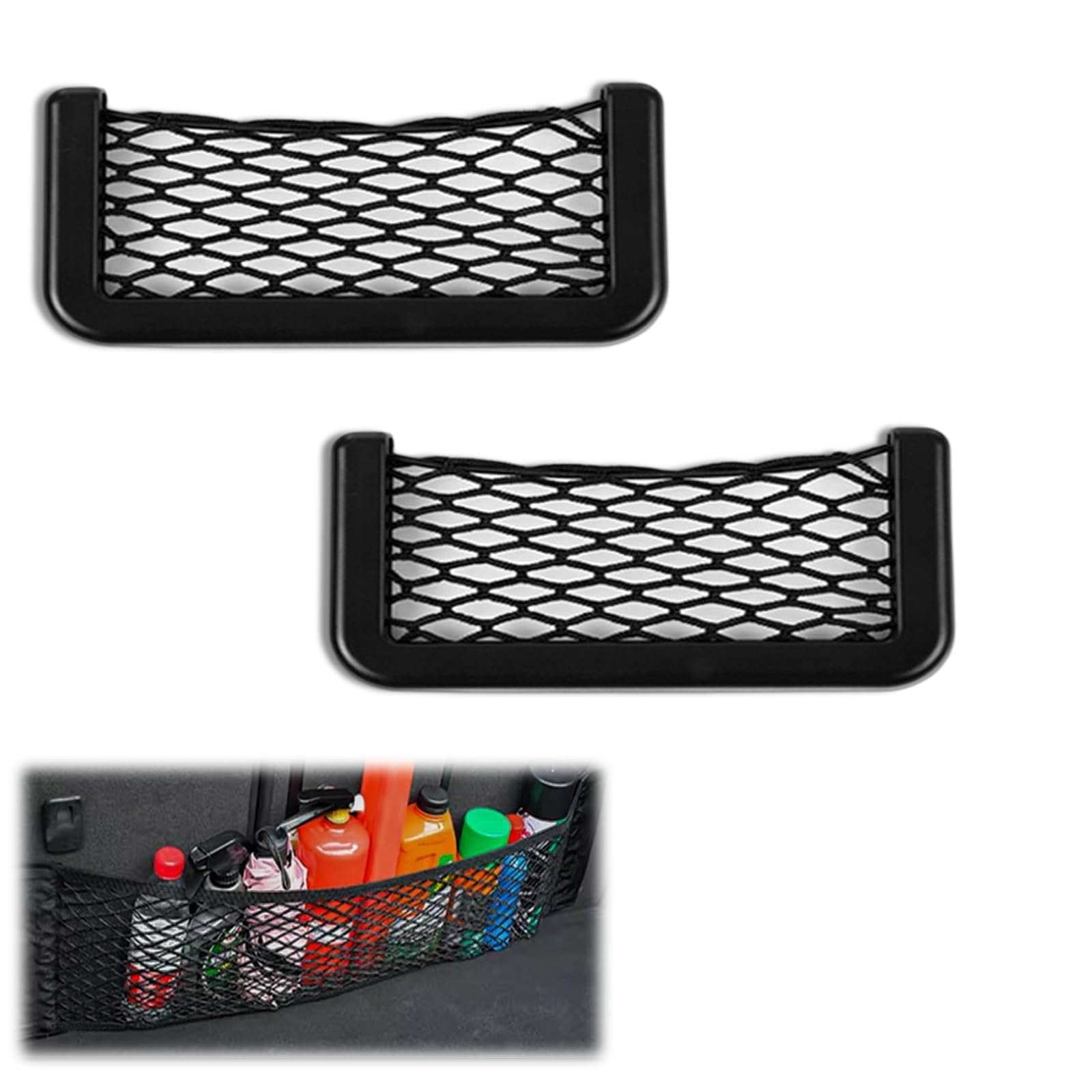 2 x Auto-Netz-Aufbewahrungsnetze, 20 x 8,5 cm, universeller Auto-Netz-Organizer, elastisches Aufbewahrungsnetz mit Kunststoffrahmen, Auto-Campingzubehör, Innenzubehör für Van, Wohnmobil, Wohnwagen, von Peysaitr