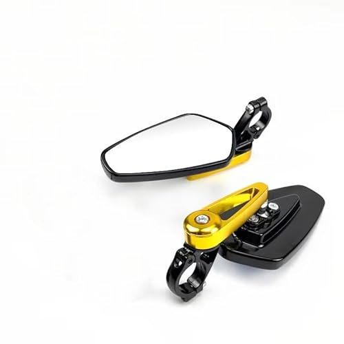 Motorcycle Mirror 1 Paar 7/8" 22mm Motorrad Rückspiegel Universal Scooter Bar End Lenkerspiegel Rückspiegel Zubehör Handlebar Mirrors(Yellow) von Pfdwmdoi