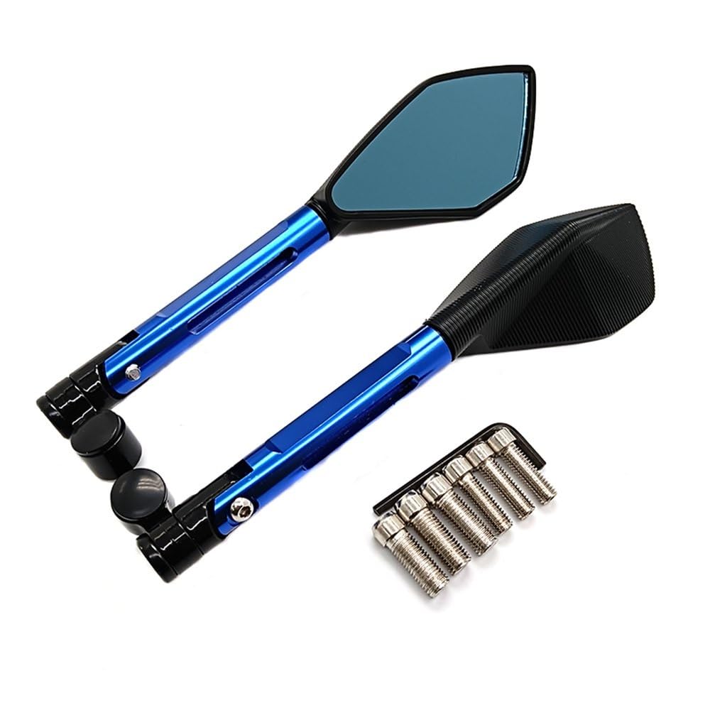 Motorcycle Mirror CNC ALUMINIUM Custom Motorrad Rearview Außenspiegel 8mm 10mm Für Z750 Für NINJA250 Für R1 Für R6 Für FZ6 Handlebar Mirrors(Blue) von Pfdwmdoi